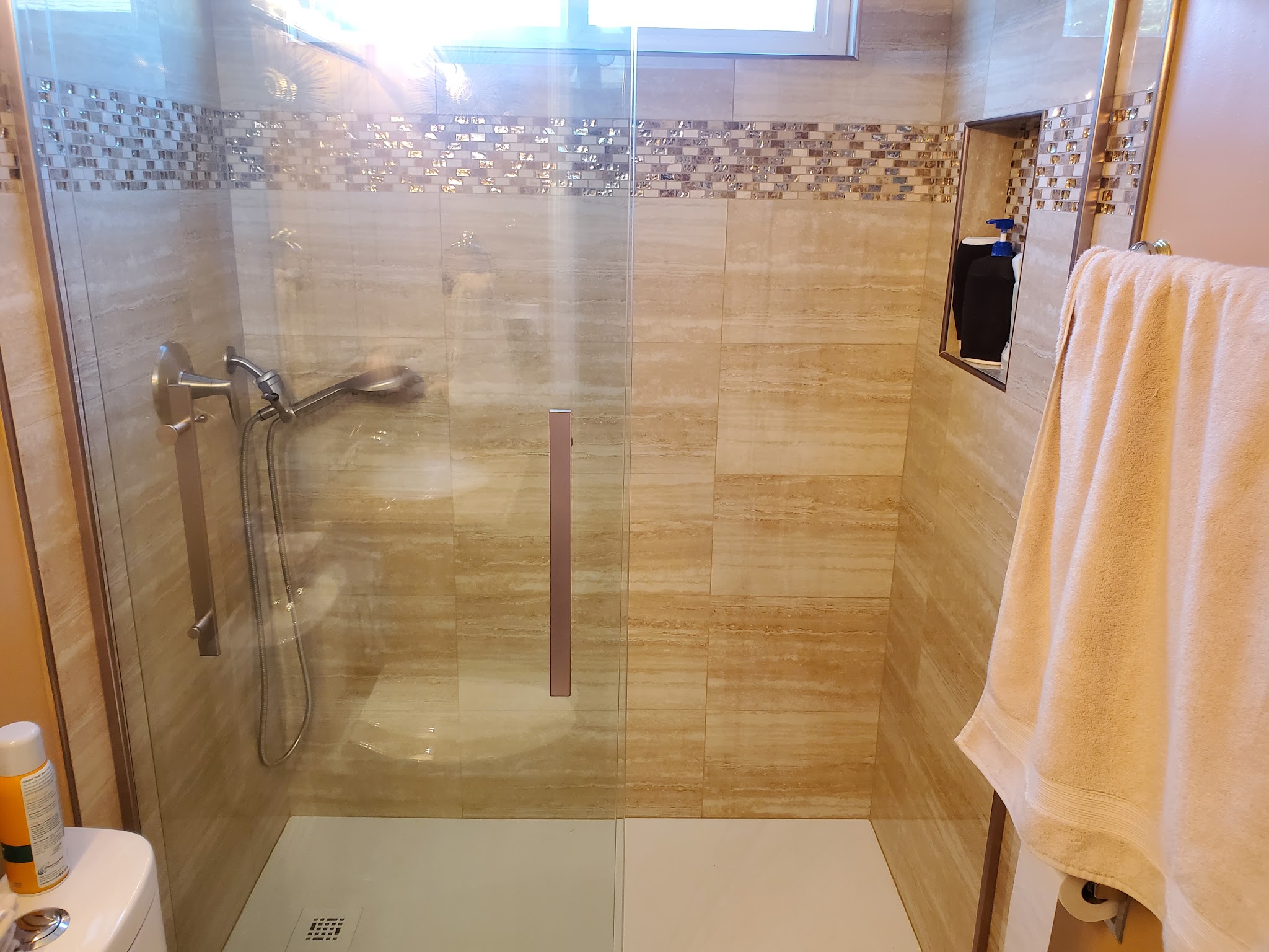 Tile work matched to existing floor, customer photo